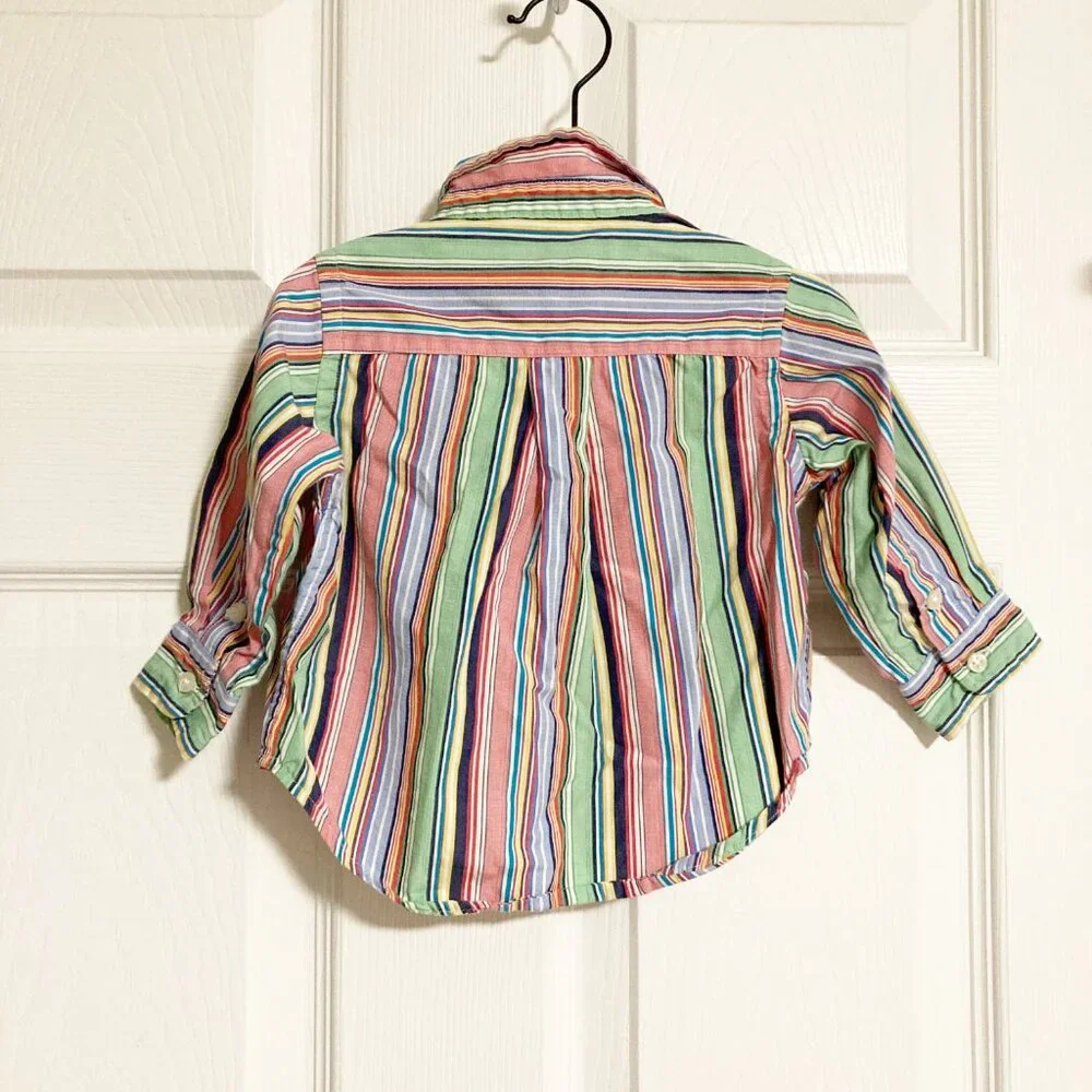 Polo Ralph Lauren Baby Boys Striped Button Down Shirt 9M Multicolor Cotton